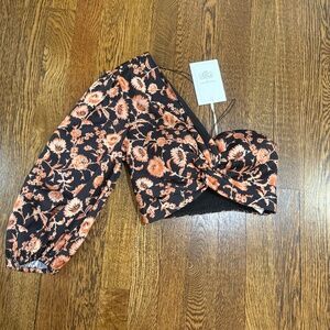 Significant Other One-Shoulder Floral Twist-Front Statement Top